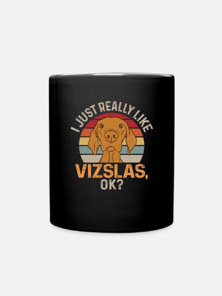 Ich mag einfach Vizslas, Ungarischer Vizsla - Enfärgad mugg - svart