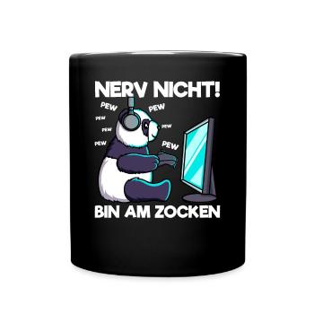Nerv nicht bin am Zocken Gaming Panda - Tasse einfarbig - Schwarz - Vorne