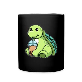 Tortue de thé à bulles Kawaii - Mug uni - noir - Devant