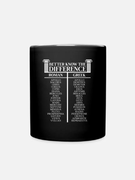 Greek Mythology Roman Difference - Full Colour Mug - black