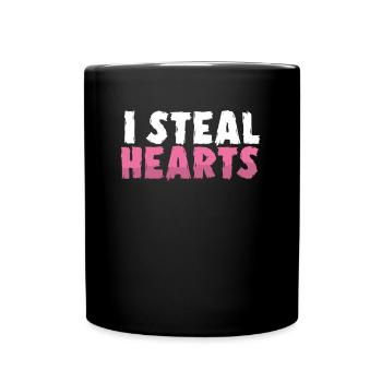 Ich Stehle Herzen Am Valentinstag - Tasse einfarbig - Schwarz - Vorne