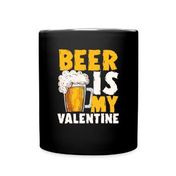 Leckeres Bier Ist Mein Valentinstag - Tasse einfarbig - Schwarz - Vorne