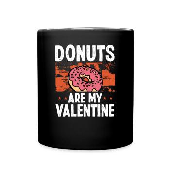 Donut Essen Ist Mein Valentinstag - Tasse einfarbig - Schwarz - Vorne
