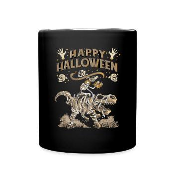 Halloween 2022 T-Rex Skeleton Boy Pumpkin Costume - Full Colour Mug - black - Front