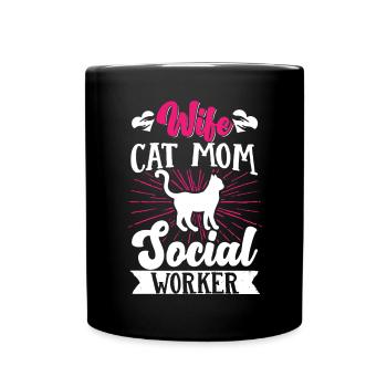 School Social Work Month WifeCat - Full Colour Mug - black - Front