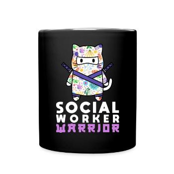 School Social Work Month Cat - Full Colour Mug - black - Front