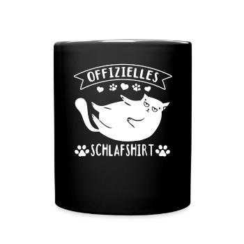 Katzen Schlafshirt Offizielles Schlafshirt Katze - Tasse einfarbig - Schwarz - Vorne
