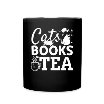Katzen Bücher Tee I Katzenliebhaber Buch Lesen Buc - Tasse einfarbig - Schwarz - Vorne
