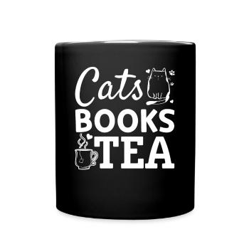 Katzen Bücher Tee I Buch Lesen Katzenliebhaber Buc - Tasse einfarbig - Schwarz - Vorne