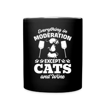 Katzenliebhaber I Alles in Maßen außer Katzen und - Tasse einfarbig - Schwarz - Vorne