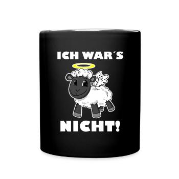 Schaf Engel - ich wars nicht - Tasse einfarbig - Schwarz - Vorne
