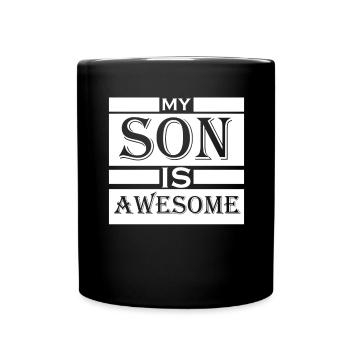 Mein Sohn Spruch für den Vater lustig - Tasse einfarbig - Schwarz - Vorne