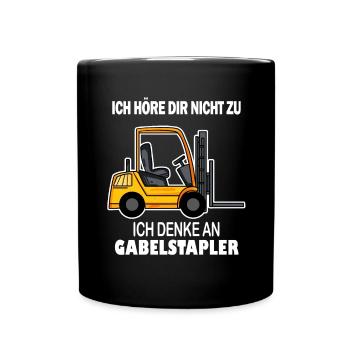 Staplerfahrer Gabelstapler Stapler - Tasse einfarbig - Schwarz - Vorne