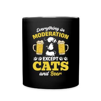 Tout avec modération sauf les chats et la bière I Cat Lover - Mug uni - noir - Devant