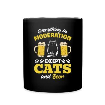 Amoureux des chats I Tout avec modération sauf les chats et - Mug uni - noir - Devant