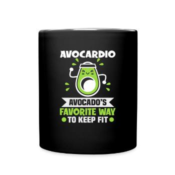 Avocardio design for vegetarians and vegans - Full Colour Mug - black - Front