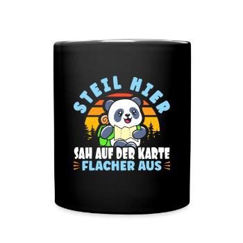 Wandern Steil hier sah Flacher aus - Tasse einfarbig - Schwarz - Vorne