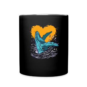 Baleine-amour-océan-animal - Mug uni - noir - Devant
