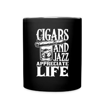 Cigar and Jazz Cigar Smoker Gift - Full Colour Mug - black - Front