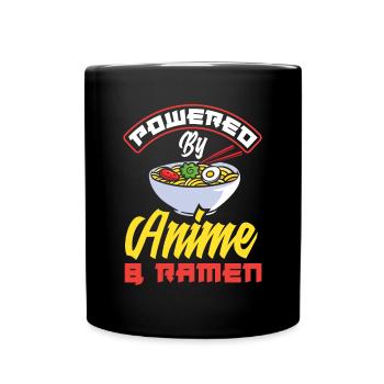Powered By Anime & Ramen Lustiges Ramen Anime - Tasse einfarbig - Schwarz - Vorne