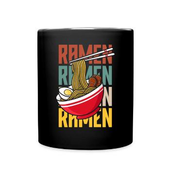 Retro Ramen Liebhaber Geschenk - Tasse einfarbig - Schwarz - Vorne
