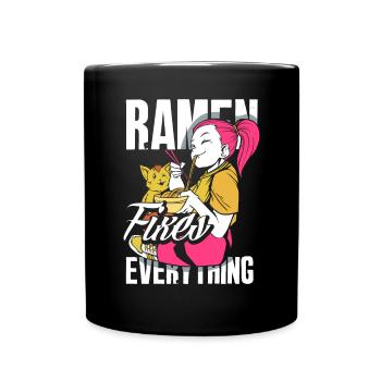 Lustiges Ramen Geschenk - Tasse einfarbig - Schwarz - Vorne