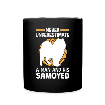 Femme avec Samoyède Chien de traîneau Samoyèdes - Mug uni - noir - Devant