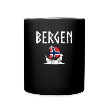 Bergen Norwegian flag, Norway - Tasse einfarbig - Schwarz - Vorne