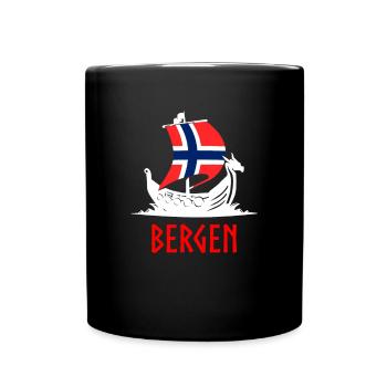 Bergen Norwegian flag, Norway - Tasse einfarbig - Schwarz - Vorne