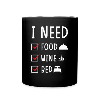 Food Wine Bed - Full Colour Mug - black - Front