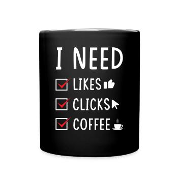 Social Media Likes Clicks Coffee - Full Colour Mug - black - Front