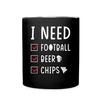 Chips de bière de football - Mug uni - noir - Devant