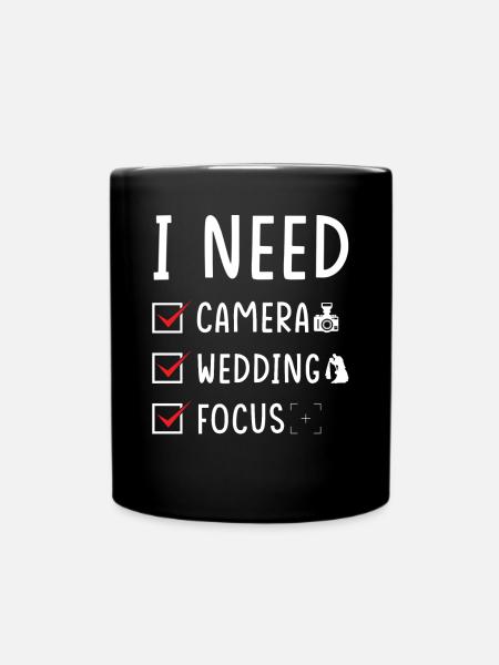 Hochzeitsfotograf Kamera Hochzeit Fokus - Tasse einfarbig - Schwarz