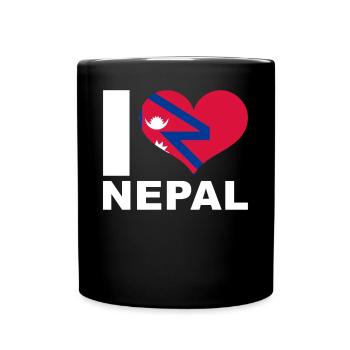 Ich liebe Nepal Herz Flagge Nepal - Tasse einfarbig - Schwarz - Vorne