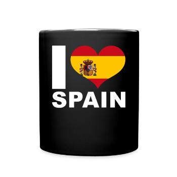 Ich liebe Spanien Herz Flagge Spanien - Tasse einfarbig - Schwarz - Vorne