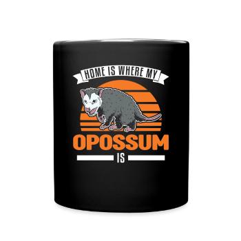 Home is where my Opossum is Possum Beutelratte - Tasse einfarbig - Schwarz - Vorne