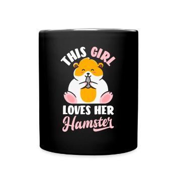 Cette fille aime son hamster - Mug uni - noir - Devant