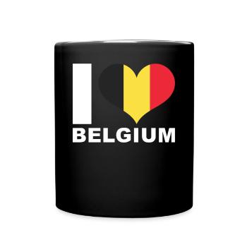 J’aime la Belgique drapeau du cœur Belgique - Mug uni - noir - Devant