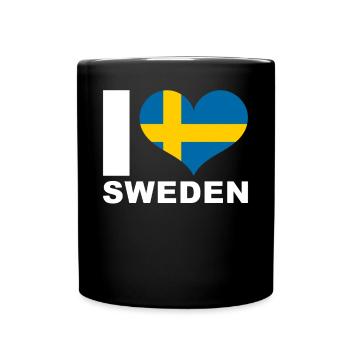 Ich liebe Schweden Herz Flagge Schweden - Tasse einfarbig - Schwarz - Vorne
