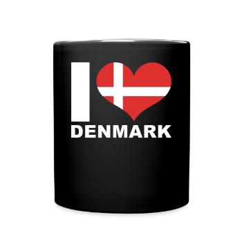 J’aime le drapeau du cœur du Danemark - Mug uni - noir - Devant