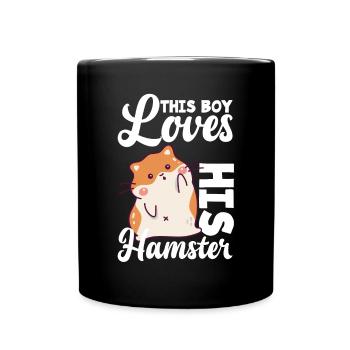 This boy loves his hamster - Full Colour Mug - black - Front