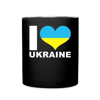 I love Ukraine heart flag Ukraine - Full Colour Mug - black - Front