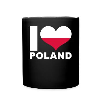 I love Poland heart flag Poland - Full Colour Mug - black - Front