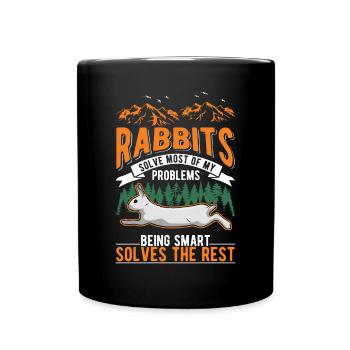 Rabbit Rabbit Rabbit Rabbit - Full Colour Mug - black - Front