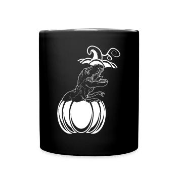 Halloween Kürbis Dino Kürbis Halloween Dinosaurier - Tasse einfarbig - Schwarz - Vorne