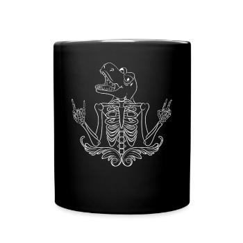 Skelett Dino Kopf Lustige Halloween Dinosaurier Sk - Tasse einfarbig - Schwarz - Vorne