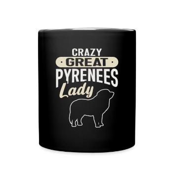 Great Pyrenean Dog, Crazy Great Pyrenean Lady - Full Colour Mug - black - Front