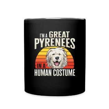 I am a Great Pyrenees in a human K - Full Colour Mug - black - Front