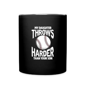 Softball Tochter Baseball Vater Mutter Geschenk - Tasse einfarbig - Schwarz - Vorne