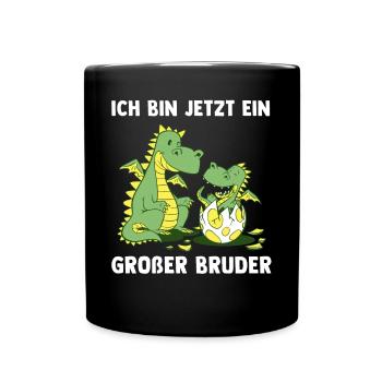 Drachen Großer Bruder - Ich bin jetzt ein Großer - Tasse einfarbig - Schwarz - Vorne